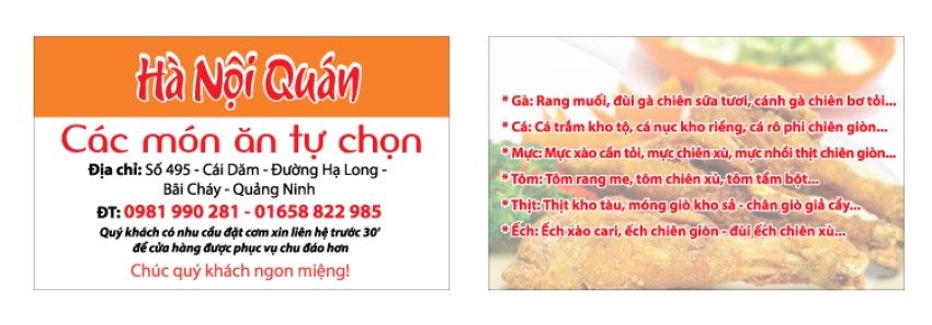  mẫu card visit quán ăn 