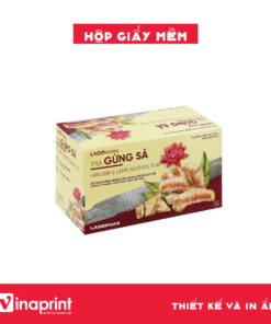 Mẫu hộp giấy mềm đựng trà gừng sả