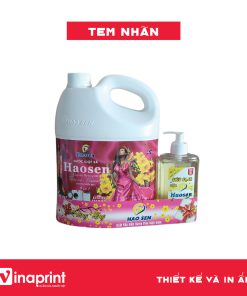 Mẫu tem nhãn trên can nước xả vải