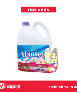 Mẫu tem nhãn trên can nước xả vải