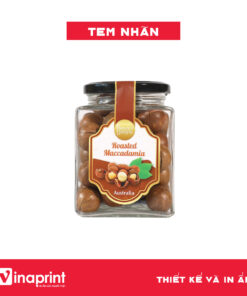 Mẫu tem nhãn trên hộp đựng macca