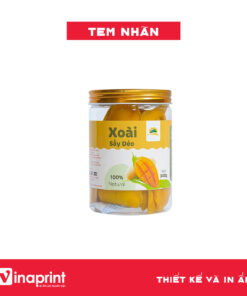 Mẫu tem nhãn trên hộp xoài sấy dẻo