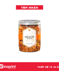 Mẫu tem nhãn trên hộp khô gà cay