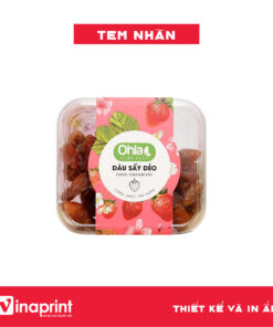 Mẫu tem nhãn trên hộp dâu sấy dẻo