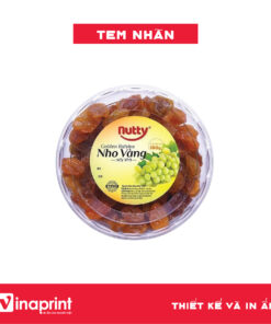 Mẫu tem nhãn trên hộp nho sấy dẻo