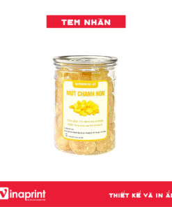 Mẫu tem nhãn trên hộp mứt chanh non