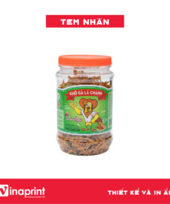 Mẫu tem nhãn trên hộp khô gà lá chanh