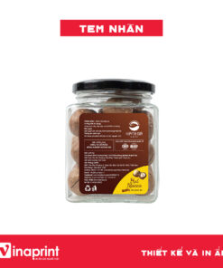 Mẫu tem nhãn trên hộp đựng Macca